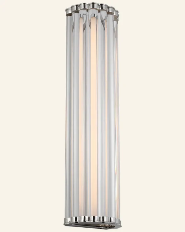 Laiton Glass Wall Sconce, 21" H in antique brass