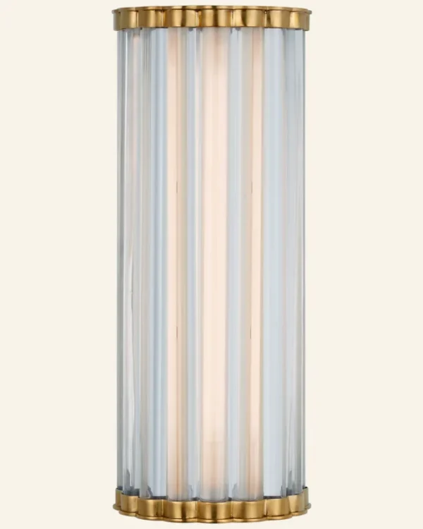 Laiton Glass Wall Sconce, 14" H in antique brass