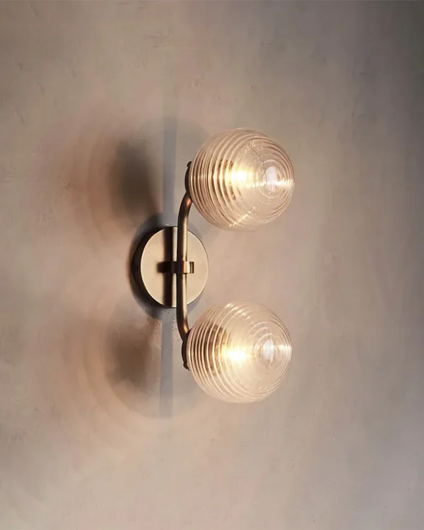 Laiton Glass Wall Sconce, 2-Light, 16" H in brass