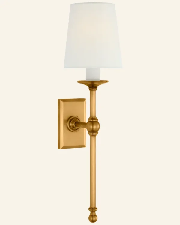 Laiton Wall Sconce, 1-Light, 28" H in antique burnished brass