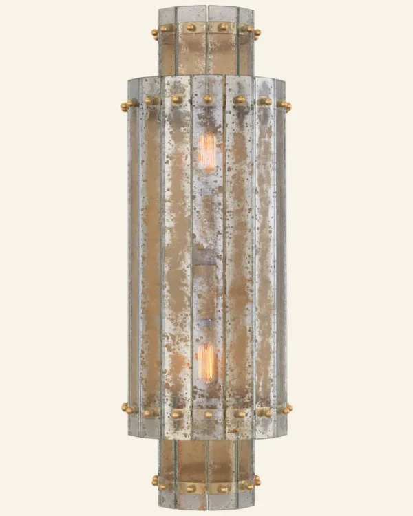 Laiton Glass Wall Sconce, 2-Light, 21" H in Brass in brass
