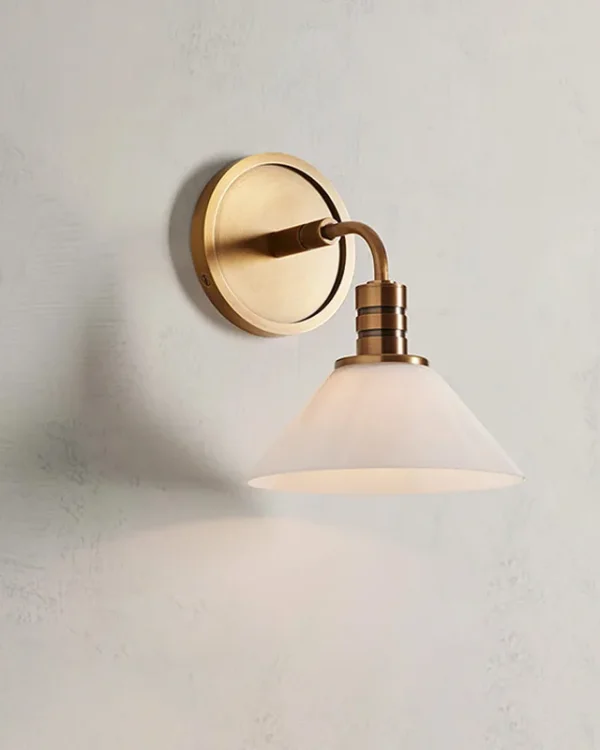 Laiton Glass Wall Sconce, 1-Light, 9" H in Brass in brass