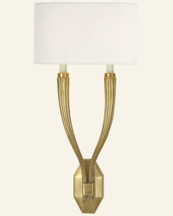Laiton Brass Wall Sconce, 2-Light, 22" H in brass