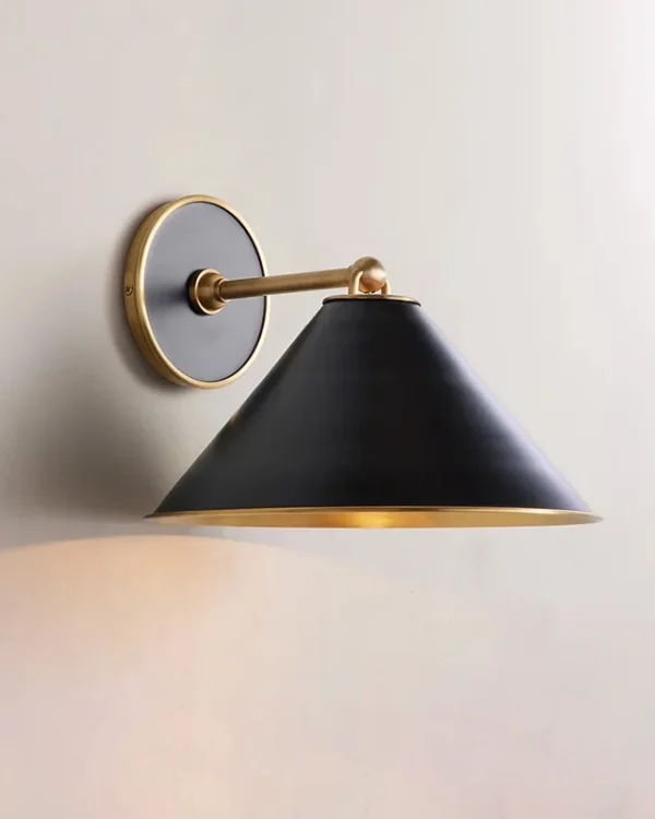 Laiton Brass Wall Sconce, 1-Light, 9" H in black
