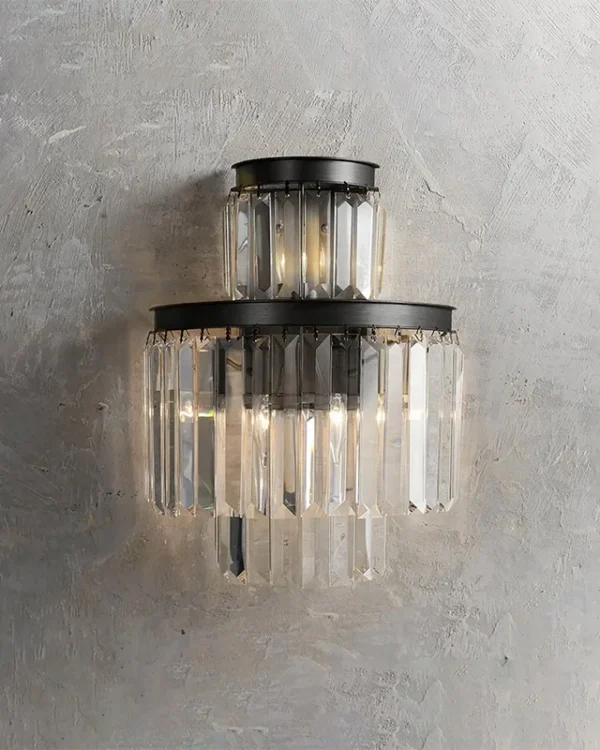 Laiton Crystal Wall Sconce, 3-Light, 16" H in brass