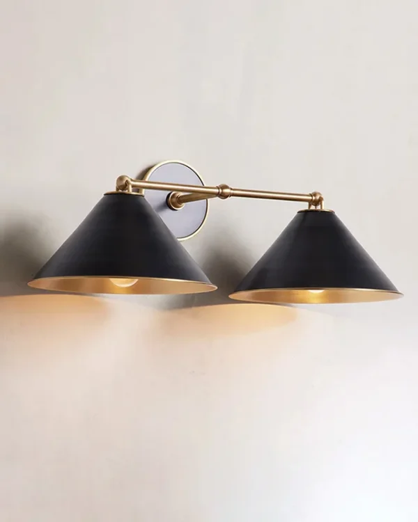 Laiton Brass Wall Sconce, 2-Light, 9" H in black