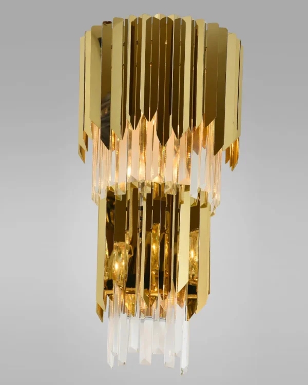 Lumen Two-Tier Crystal Wall Sconce, 3-Light in gold