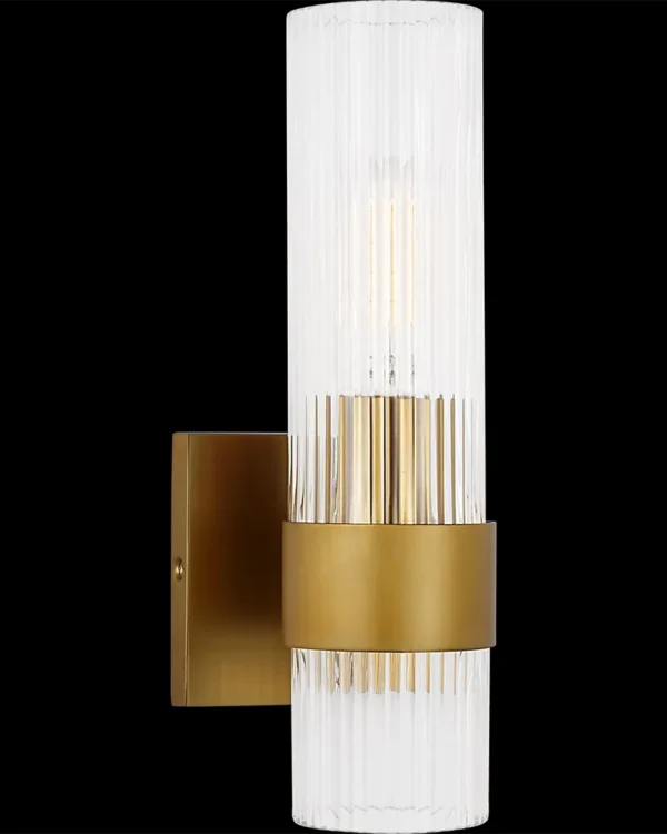 Montparnasse Glass Wall Sconce, 1-Light in antique brass