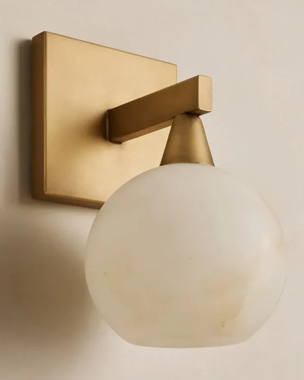 Montparnasse Alabaster Wall Sconce, 1-Light in burnished brass