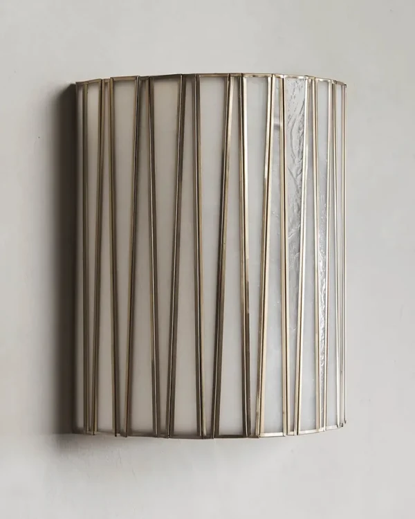 Montparnasse Glass Wall Sconce II, 2-Light, 12" H in Antique Brass in antique brass