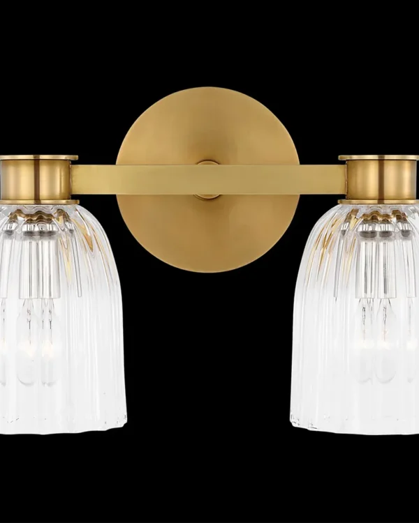 Montparnasse Glass Wall Sconce, 2-Light, 9" H in antique brass