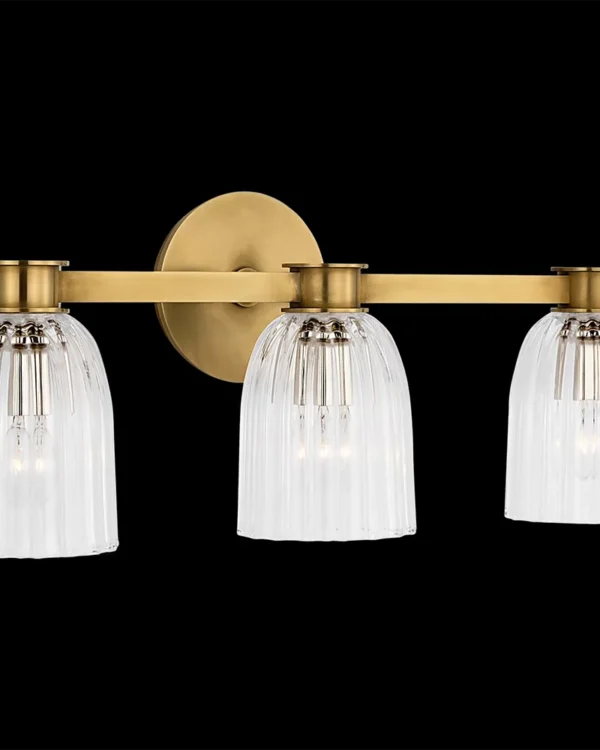 Montparnasse Glass Wall Sconce II, 3-Light, 9" H in Antique Brass in antique brass
