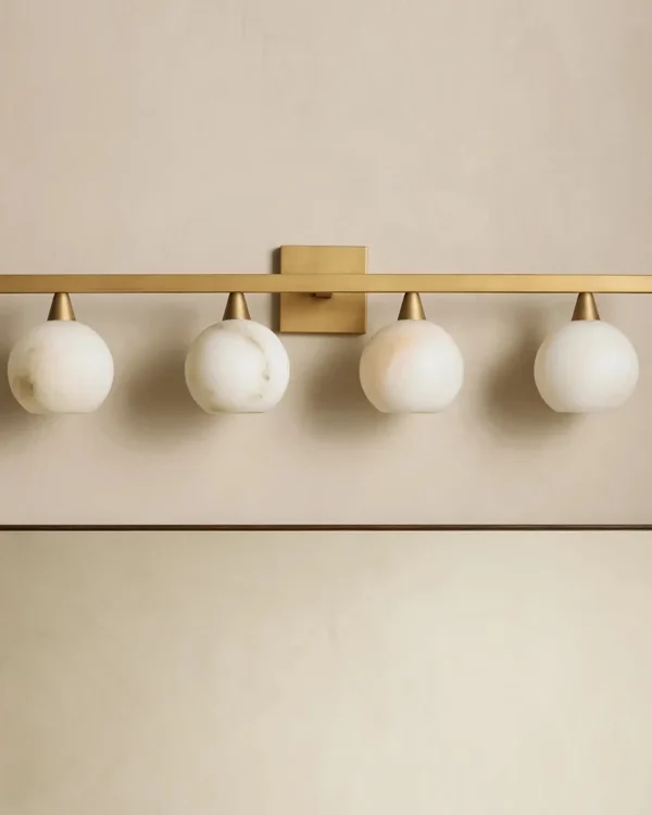 Montparnasse Alabaster Wall Sconce, 4-Light in burnished brass