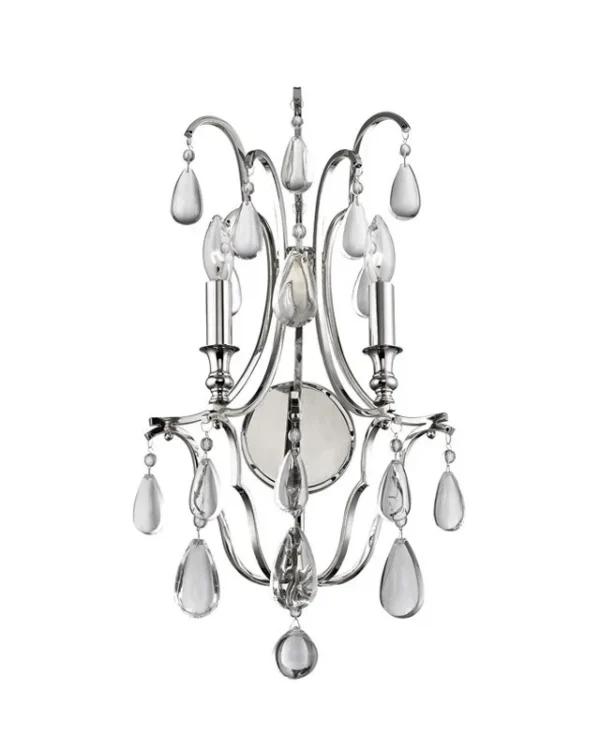 Provence Crystal Wall Sconce, 2-Light in brass