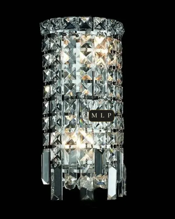Schönbrunn Crystal Wall Sconce III, 2-Light, 12" H in Polished Chrome in polished chrome