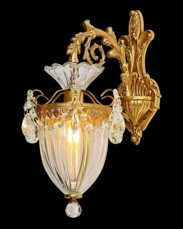 Antibes Glass Wall Sconce, 1-Light in antique brass