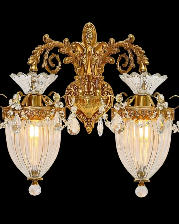 Antibes Glass Wall Sconce, 2-Light in antique brass