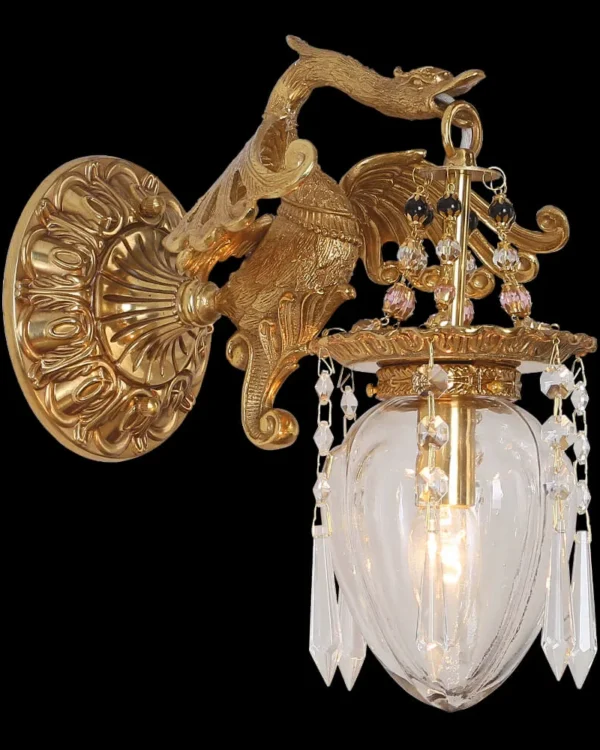 Auteuil Glass Wall Sconce, 1-Light in antique brass