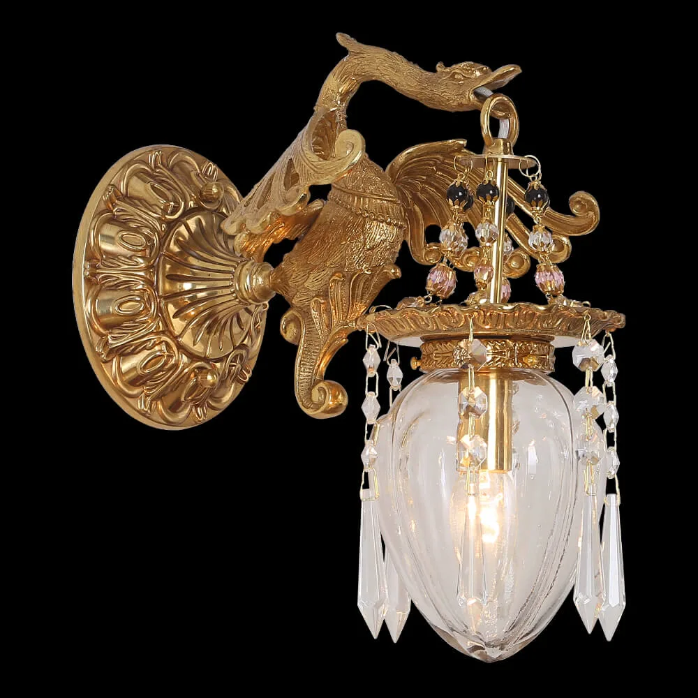 Auteuil Glass Wall Sconce, 1-Light in antique brass