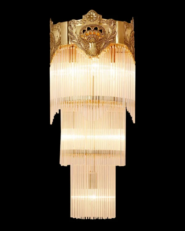 Camélia Glass Wall Sconce, 7-Light in antique brass