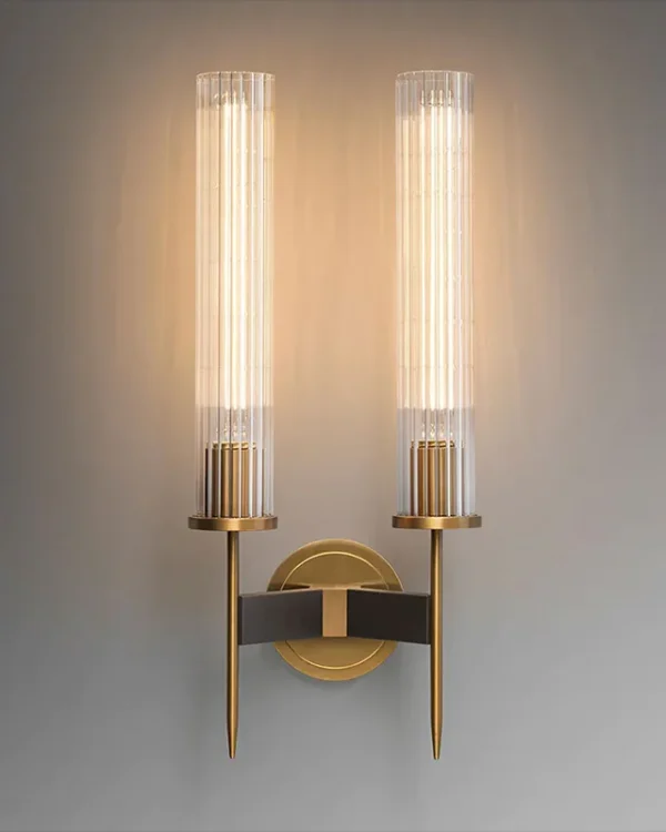 Côte Glass Wall Sconce, 2-Light in brass