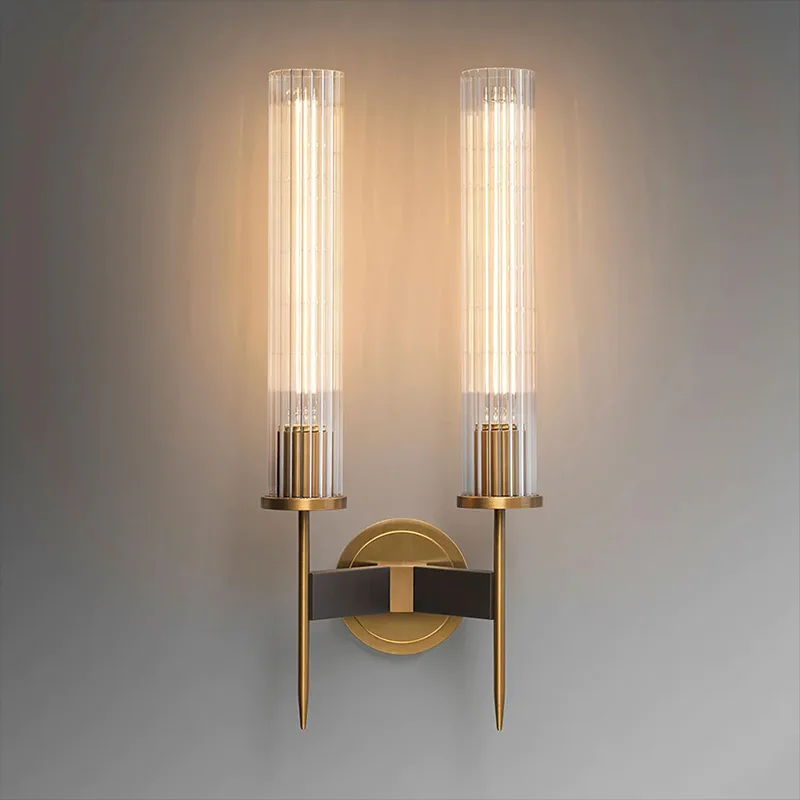 Côte Glass Wall Sconce, 2-Light in brass