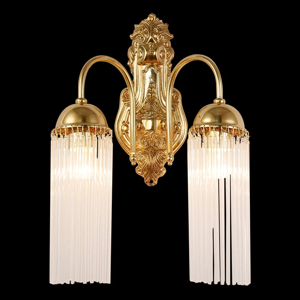 Giverny Glass Wall Sconce, 2-Light in antique brass