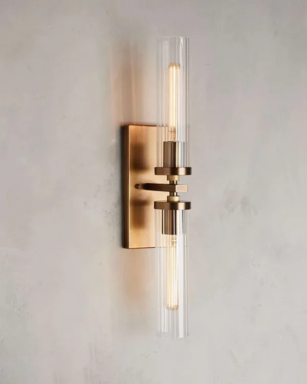 Laiton Glass Wall Sconce, 1-Light, 24" H in Brass in brass
