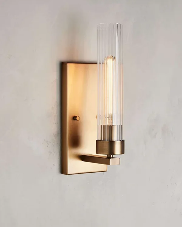 Laiton Glass Wall Sconce, 1-Light, 13" H in brass