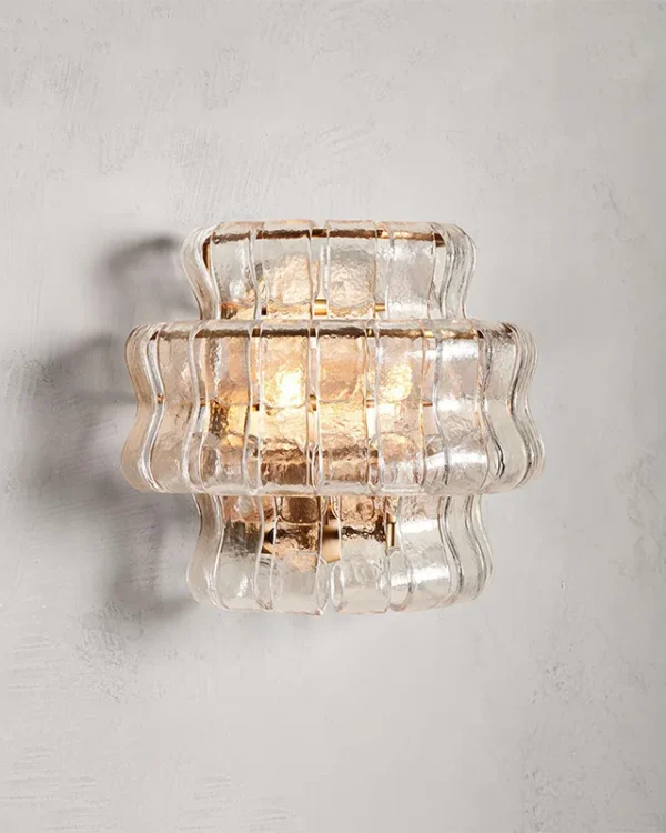 Laiton Glass Wall Sconce, 2-Light, 11" H in Brass in brass
