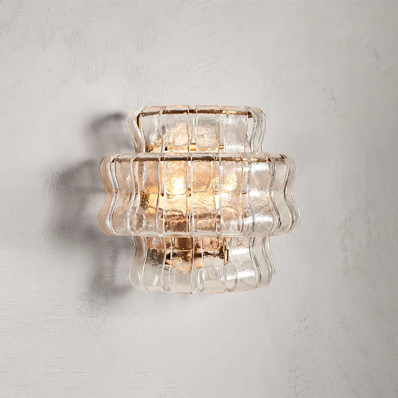 Laiton Glass Wall Sconce, 2-Light, 11" H in Brass in brass
