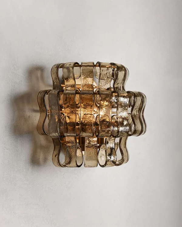 Laiton Glass Wall Sconce II, 2-Light, 11" H in Brass in brass