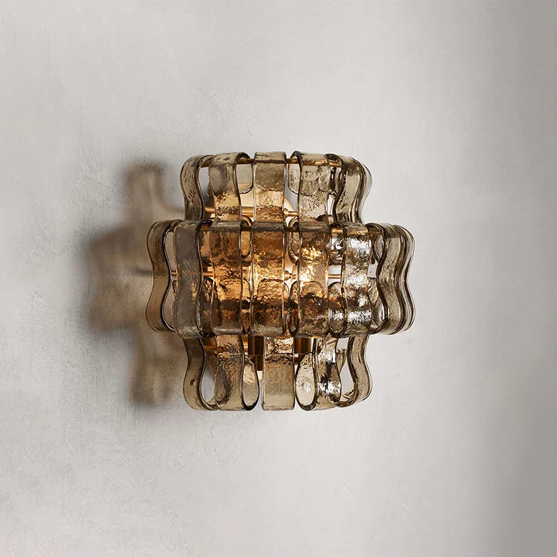 Laiton Glass Wall Sconce II, 2-Light, 11" H in Brass in brass