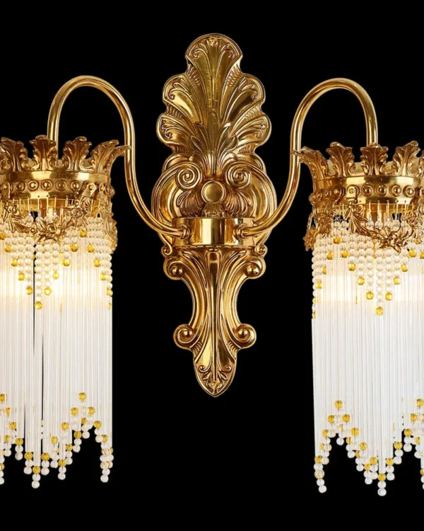 Lavande Glass Wall Sconce, 2-Light in antique brass