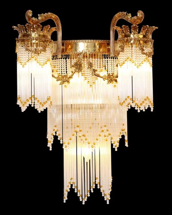 Verre Glass Wall Sconce, 5-Light in antique brass