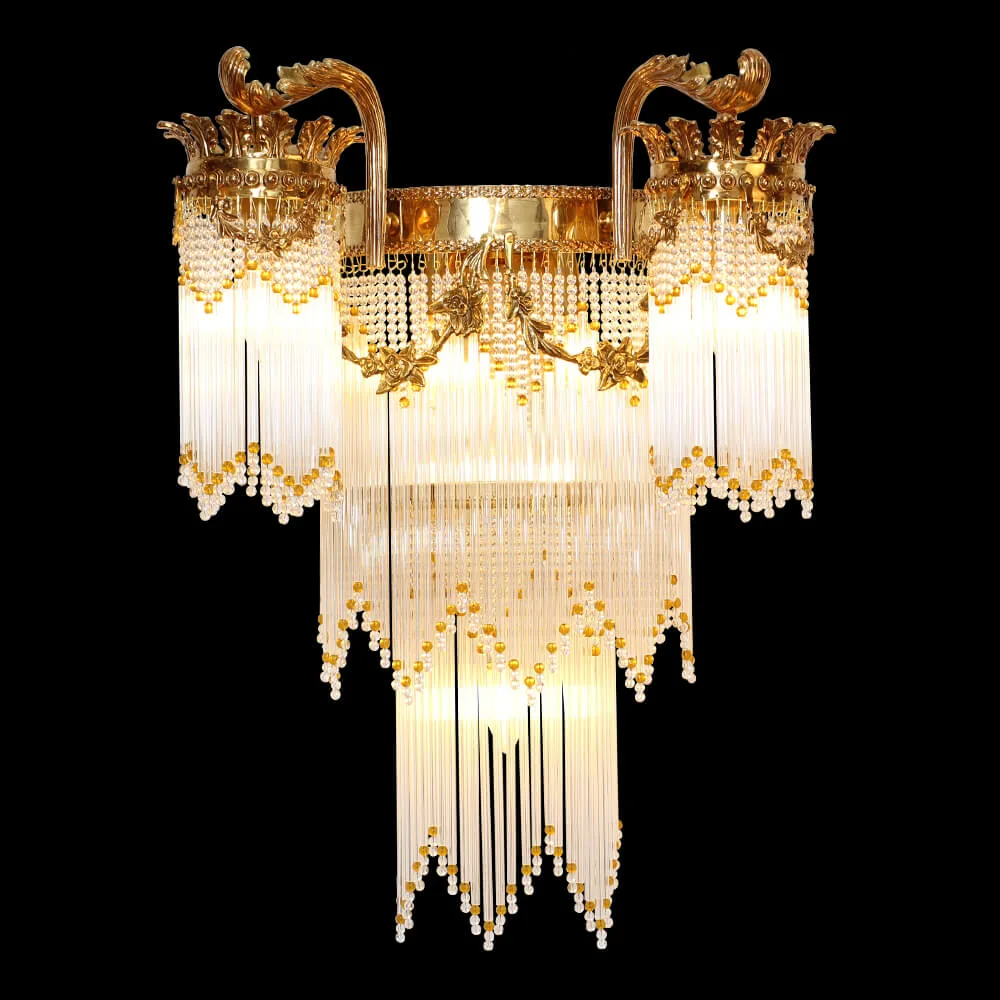 Verre Glass Wall Sconce, 5-Light in antique brass