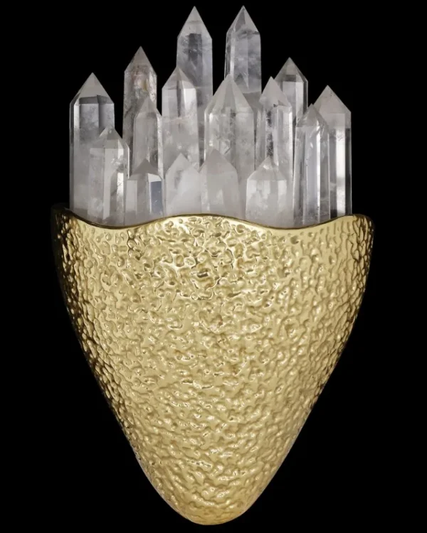 Aigue-Marine Quartz Wall Sconce in brass