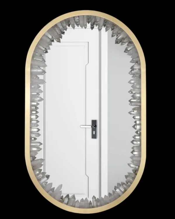 Cristal de Roche Oval Quartz Wall Sconce in brass